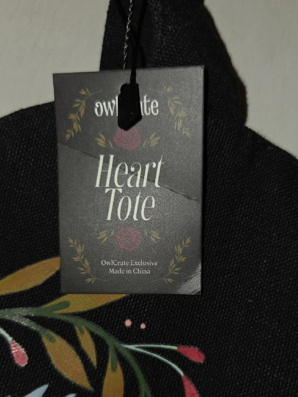 Black Heart Floral Dove Bag For Books OwlCrate 